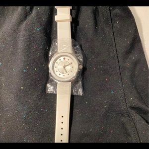 Michele carousel silicone watch- white/cream
